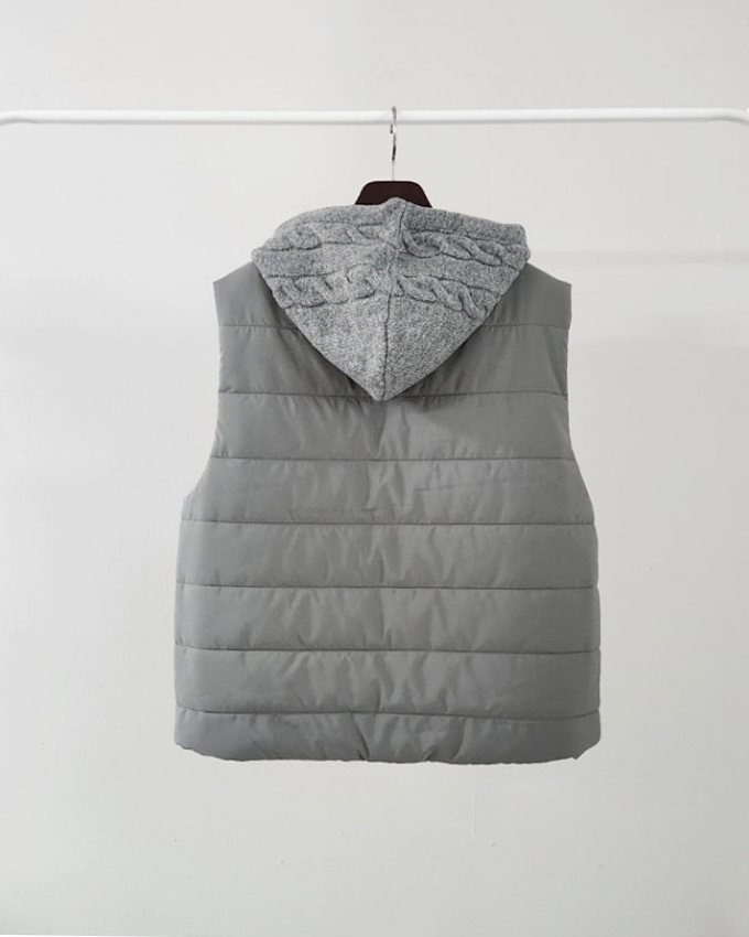(F/W)Cable-Knit Quilted Vest