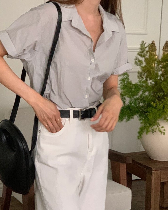 Nylon roll up sleeve shirt