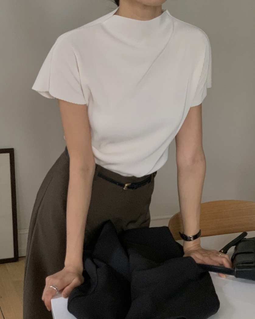 Half neck pleats top