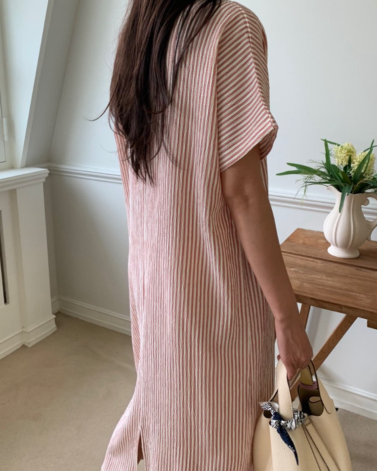 Soft seersucker striped dress