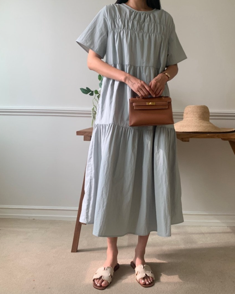 Nylon smocked dress