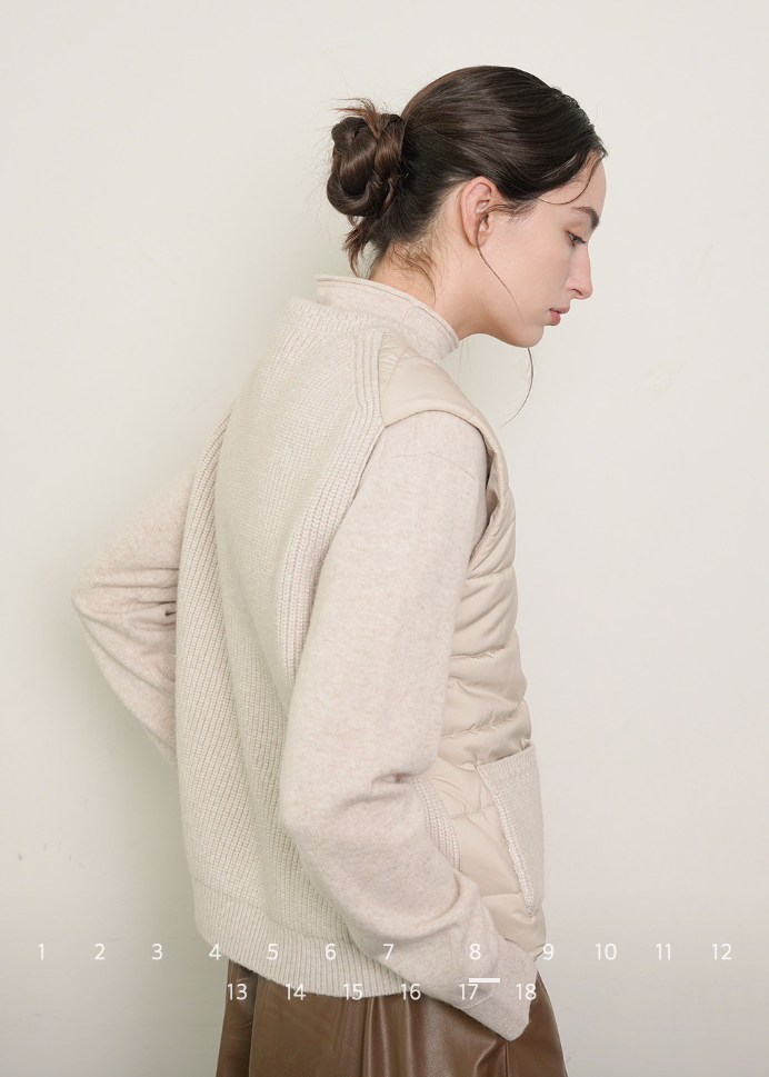 (F/W) Knitted-back down vest