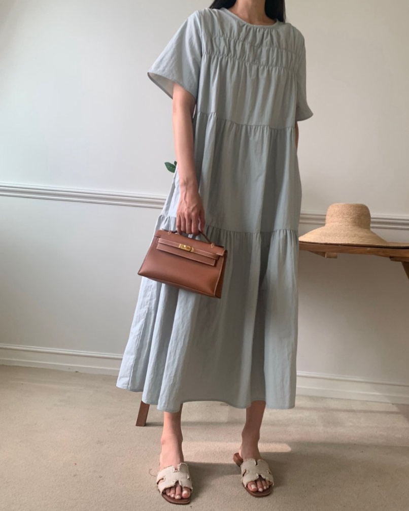 Nylon smocked dress