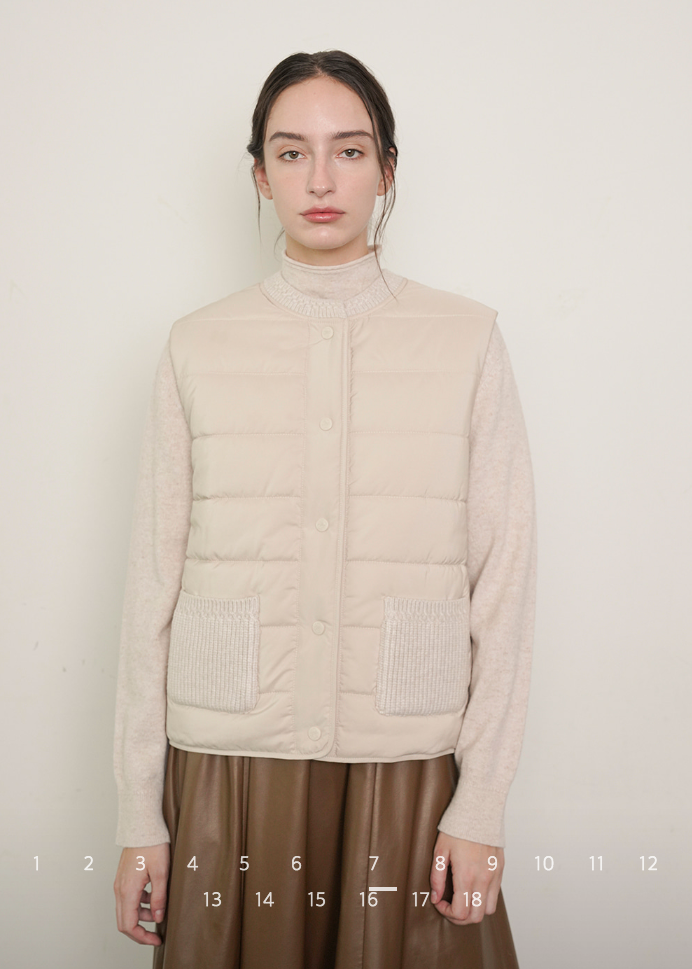 (F/W) Knitted-back down vest