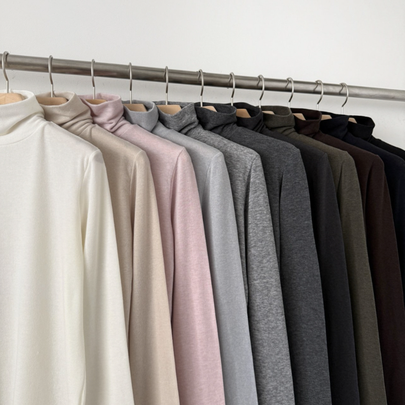 (F/W) Wool tencel high neck top