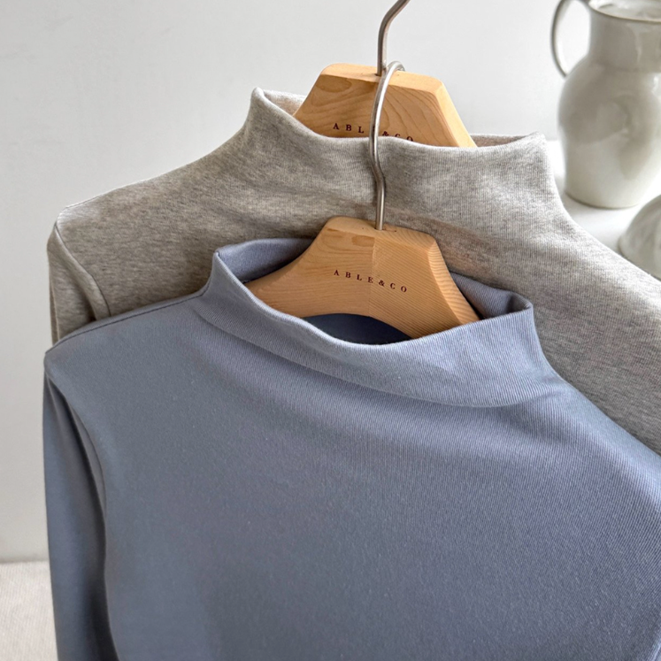 (F/W) Cotton-modal high neck top