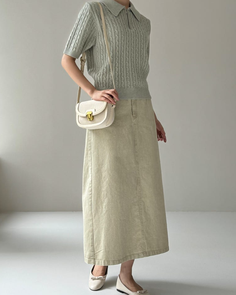 Bari A line cotton skirt