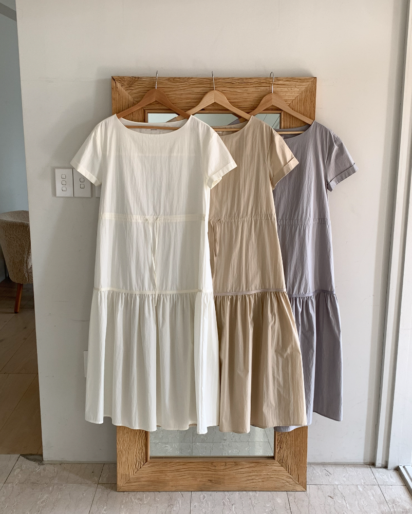 Boat-neck Tiered dress