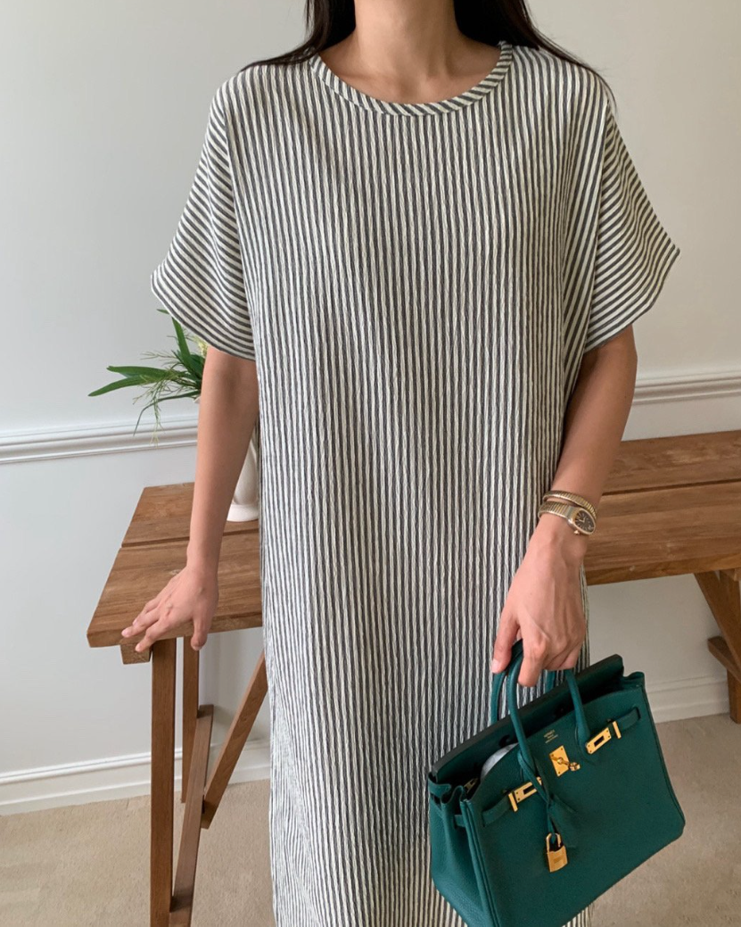 Soft seersucker striped dress