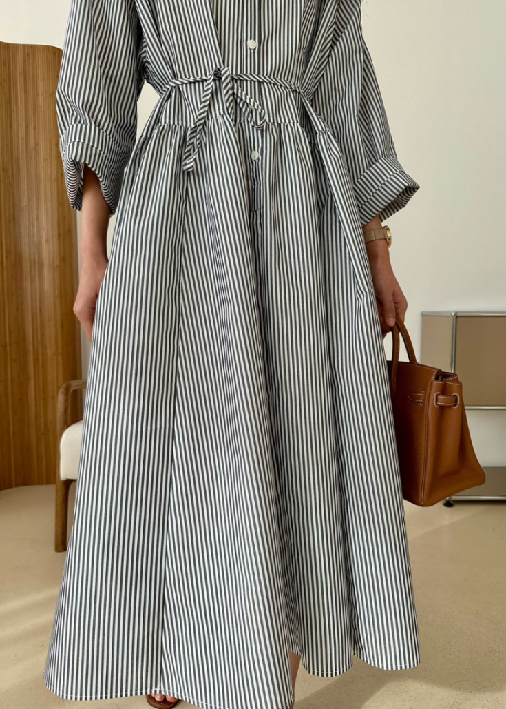 Wrinkle-free striped shirt dress