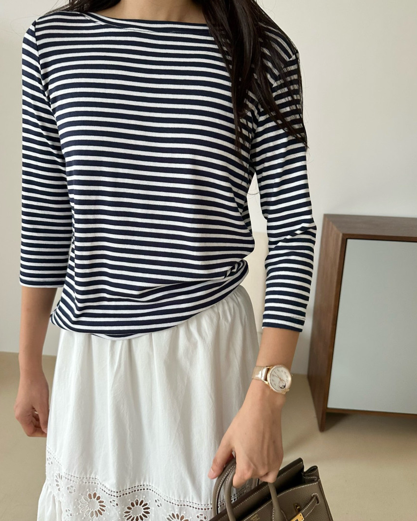 Boatneck striped tee