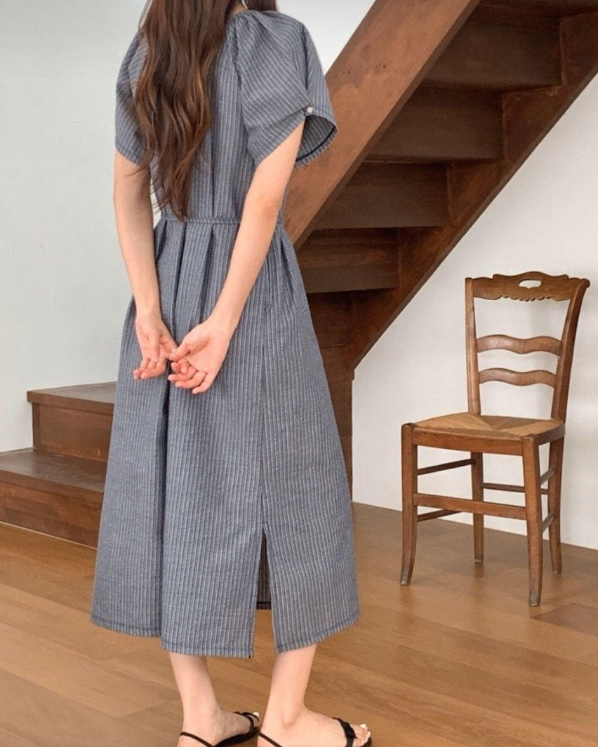 Seersucker striped dress