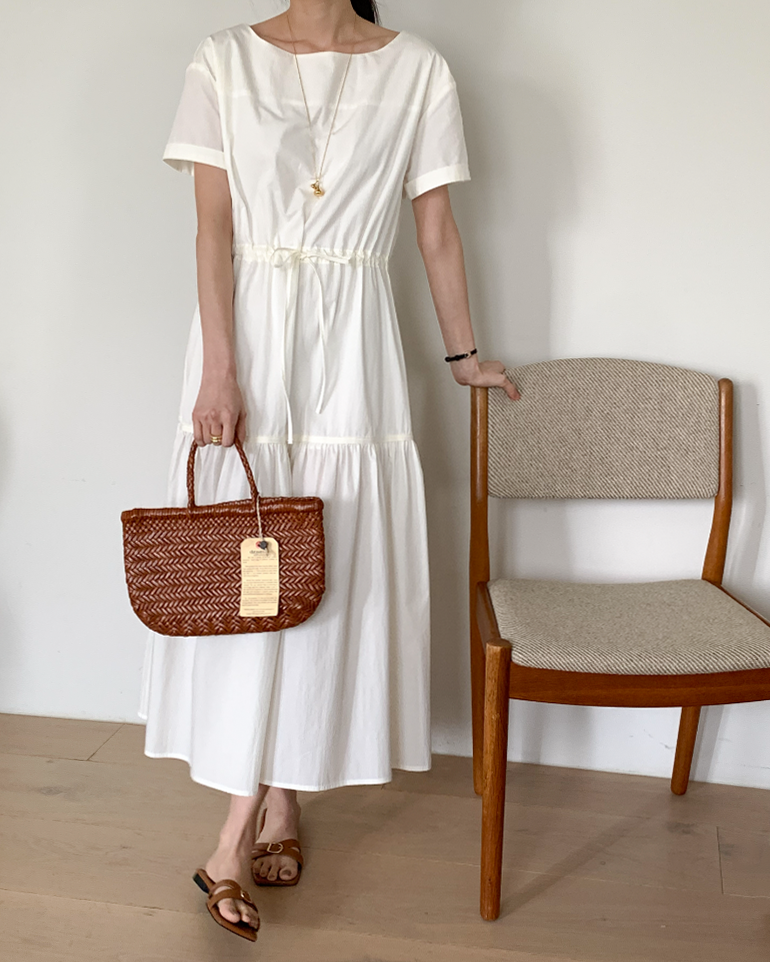 Boat-neck Tiered dress