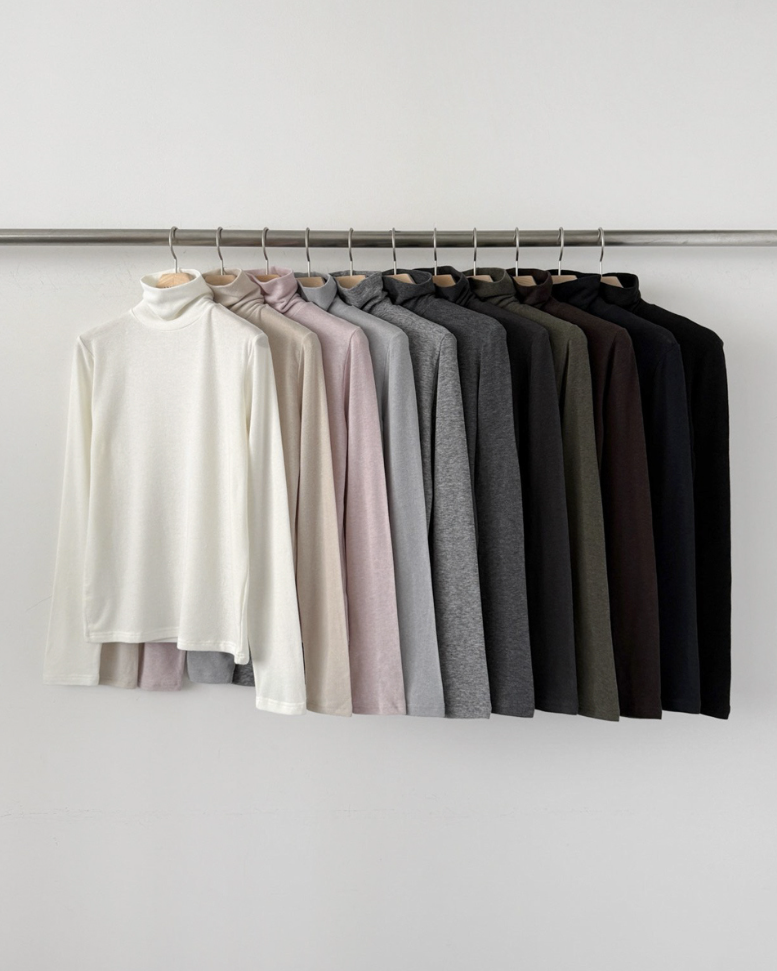 (F/W) Wool tencel high neck top