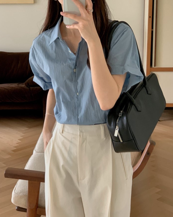 Nylon roll up sleeve shirt