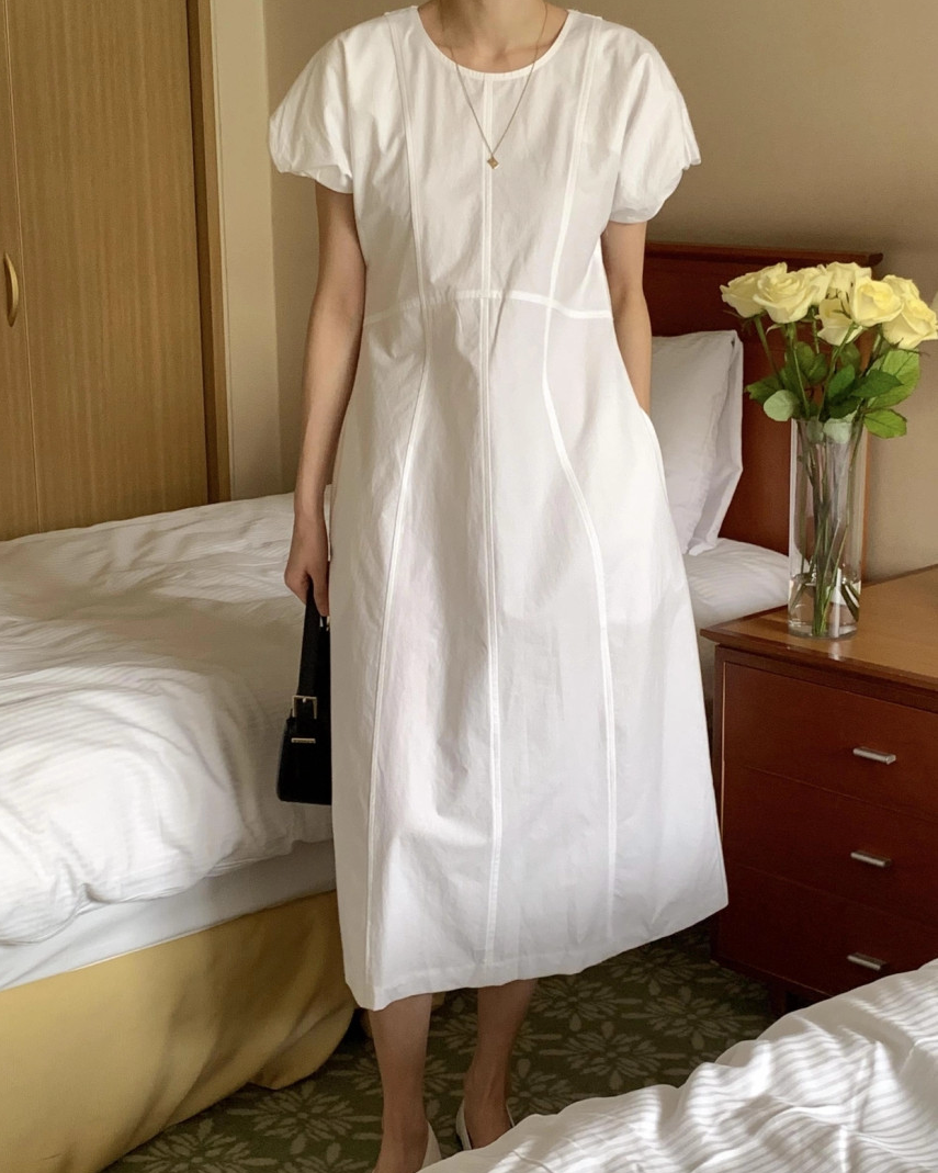 Spring puff cotton dress