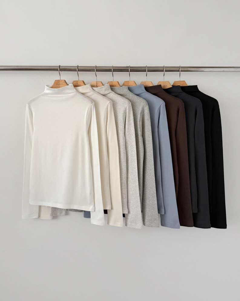 (F/W) Cotton-modal high neck top