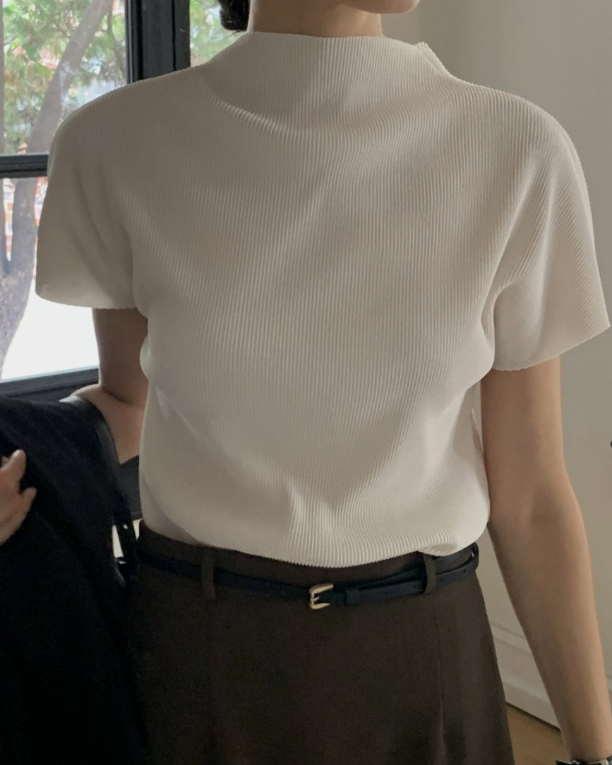 Half neck pleats top