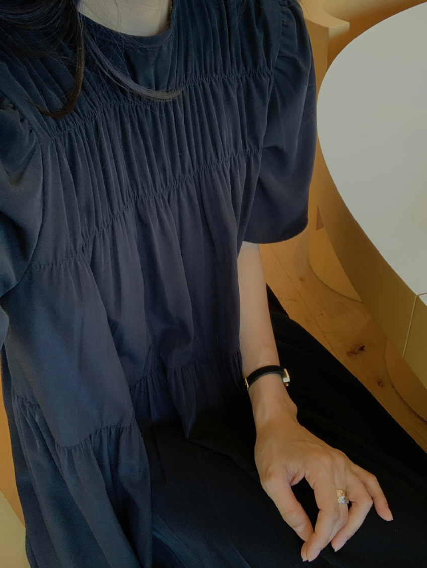 Smocked silky dress