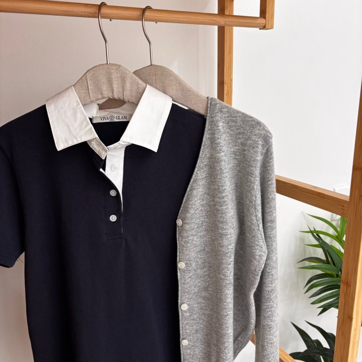 Contrast collar T-shirt