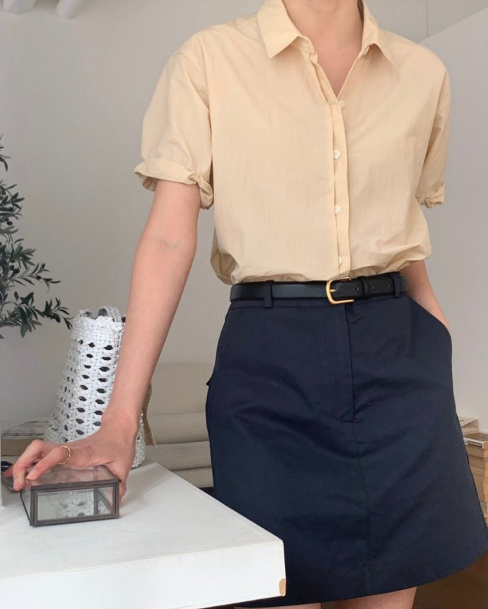 Nylon roll up sleeve shirt
