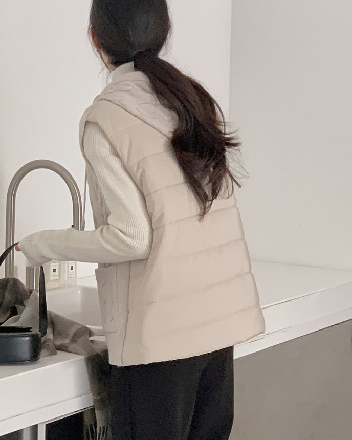 (F/W)Cable-Knit Quilted Vest