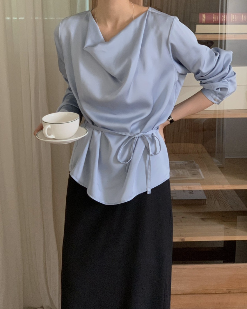 Cowl neck silky blouse
