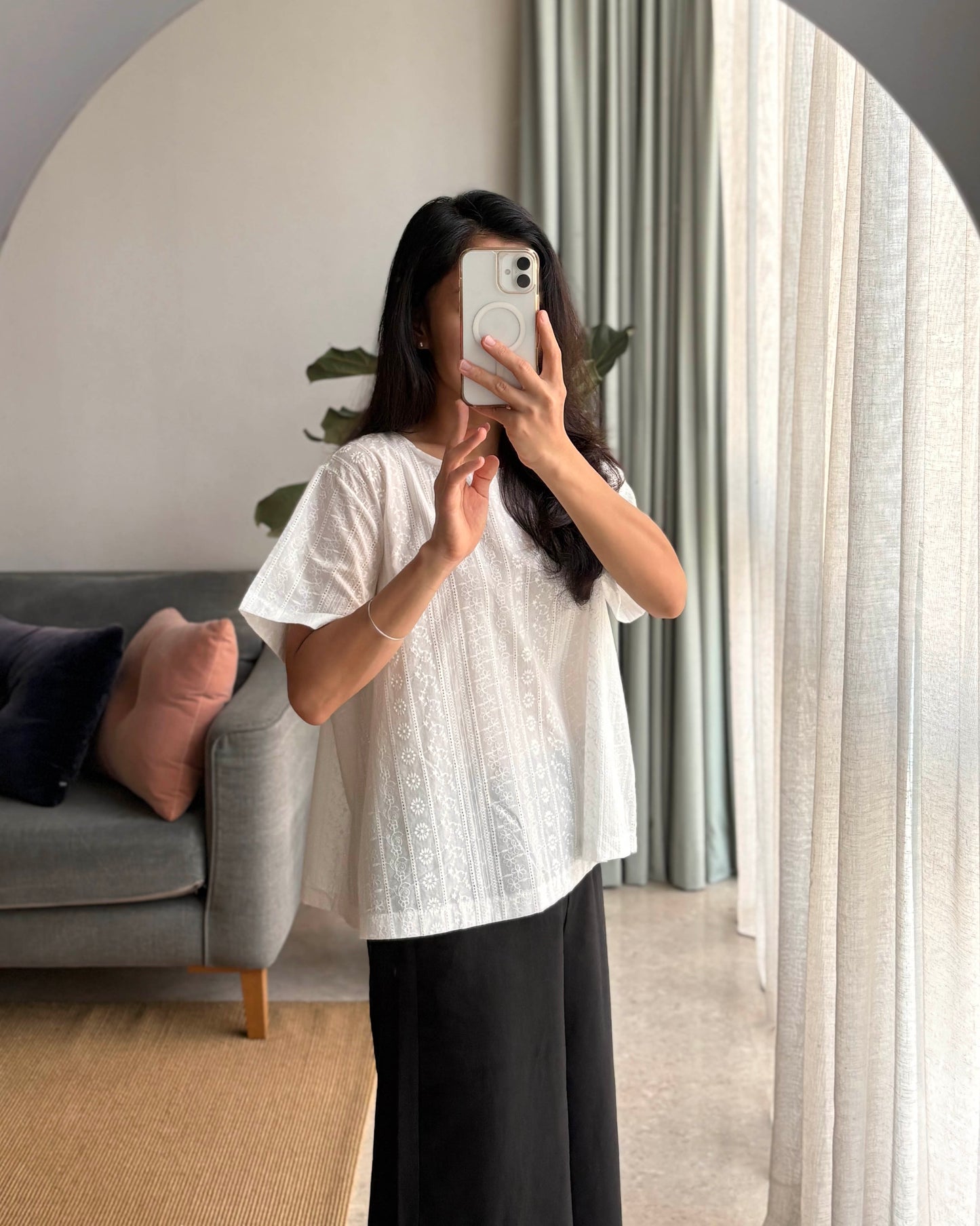 Lace cotton blouse