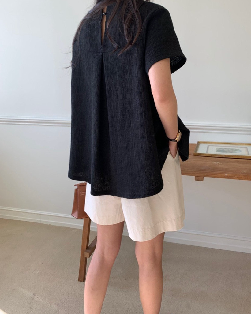 Flared cotton blouse