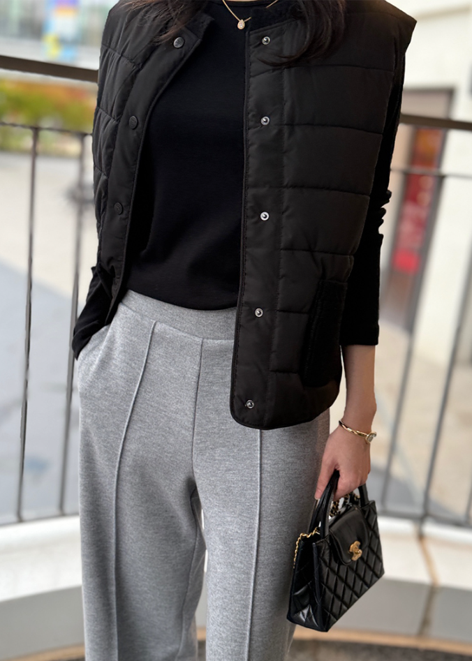 (F/W) Knitted-back down vest