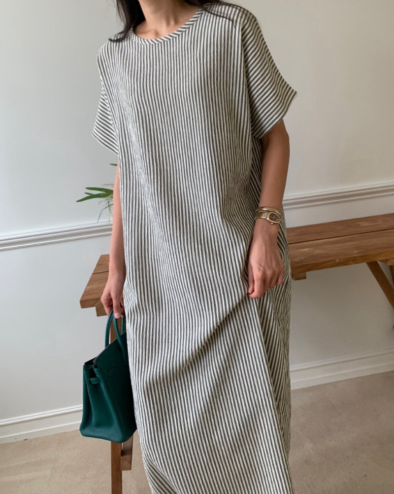 Soft seersucker striped dress