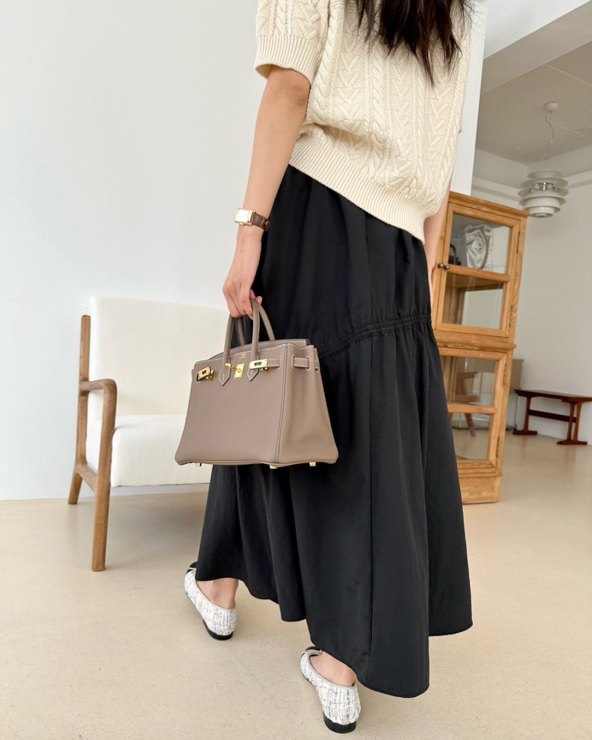 Nylon shirring skirt