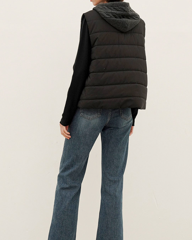 (F/W)Cable-Knit Quilted Vest