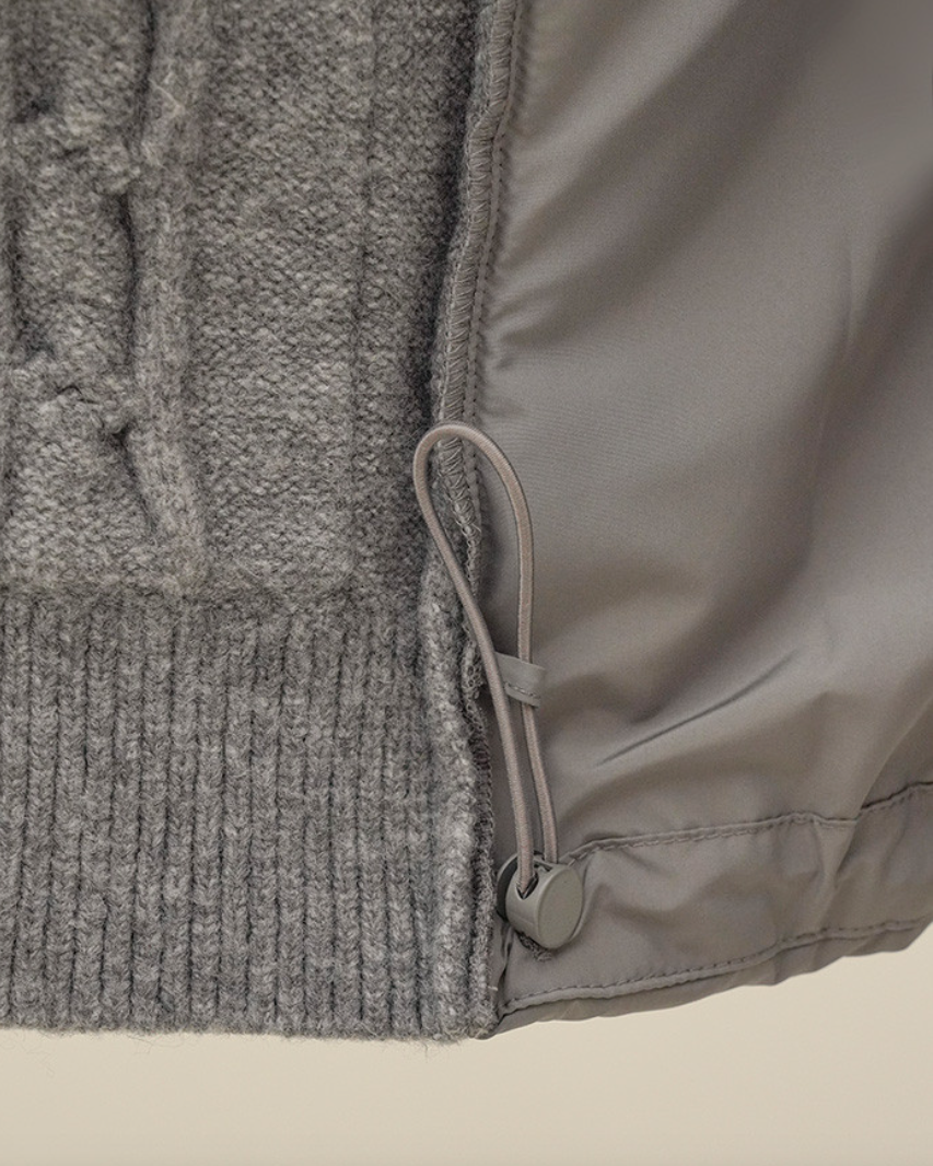 (F/W)Cable-Knit Quilted Vest