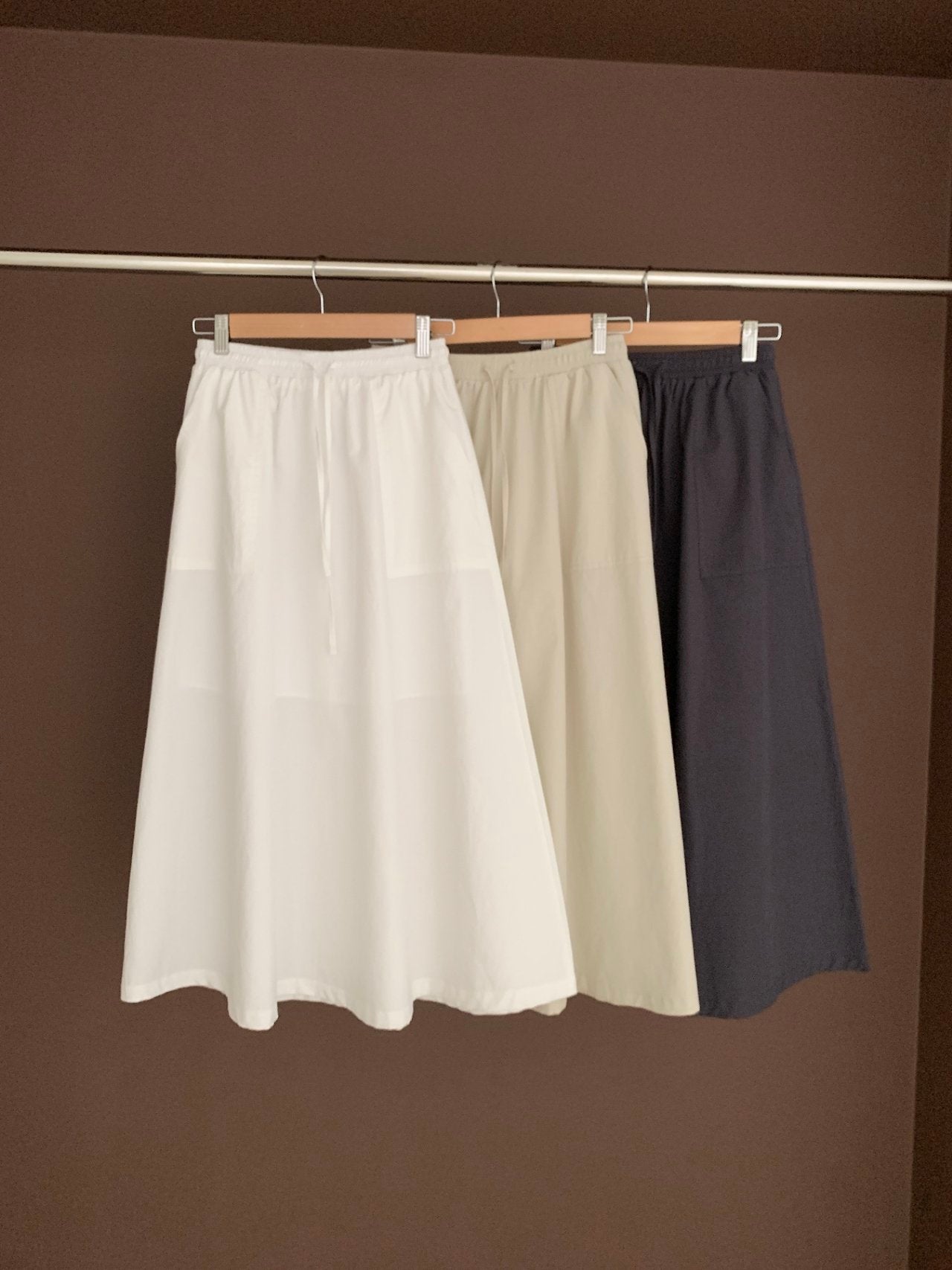 Cotton big pocket skirt