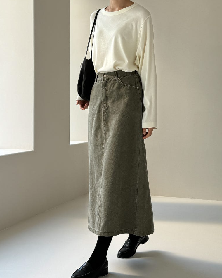 Bari A line cotton skirt