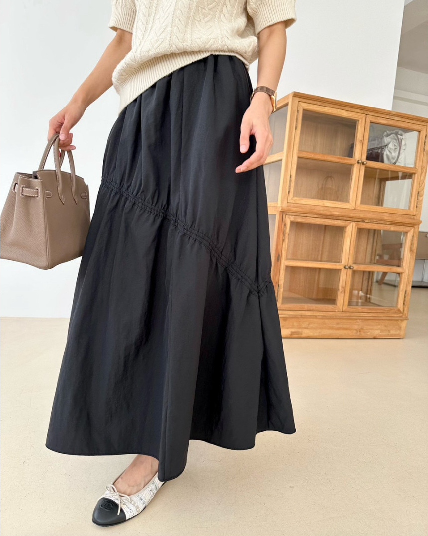 Nylon shirring skirt