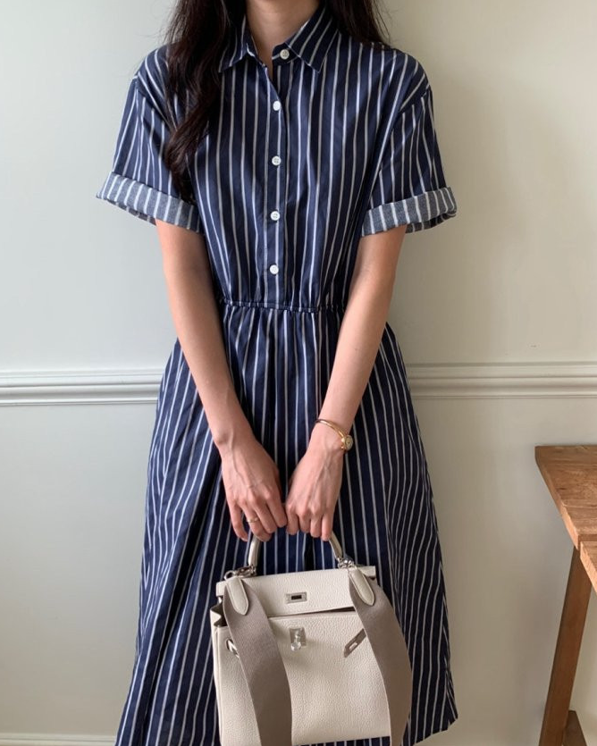 Half open striped dress