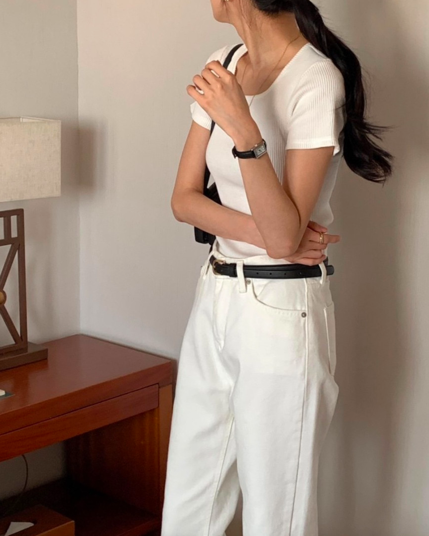 Ribbed square T-shirt