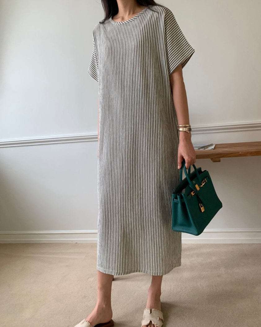 Soft seersucker striped dress
