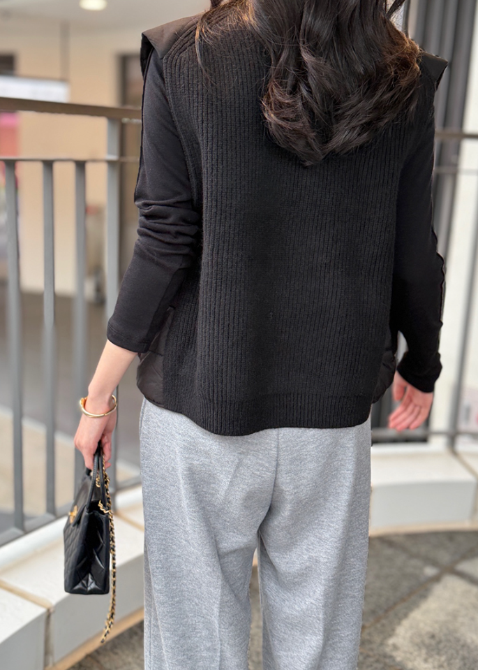 (F/W) Knitted-back down vest