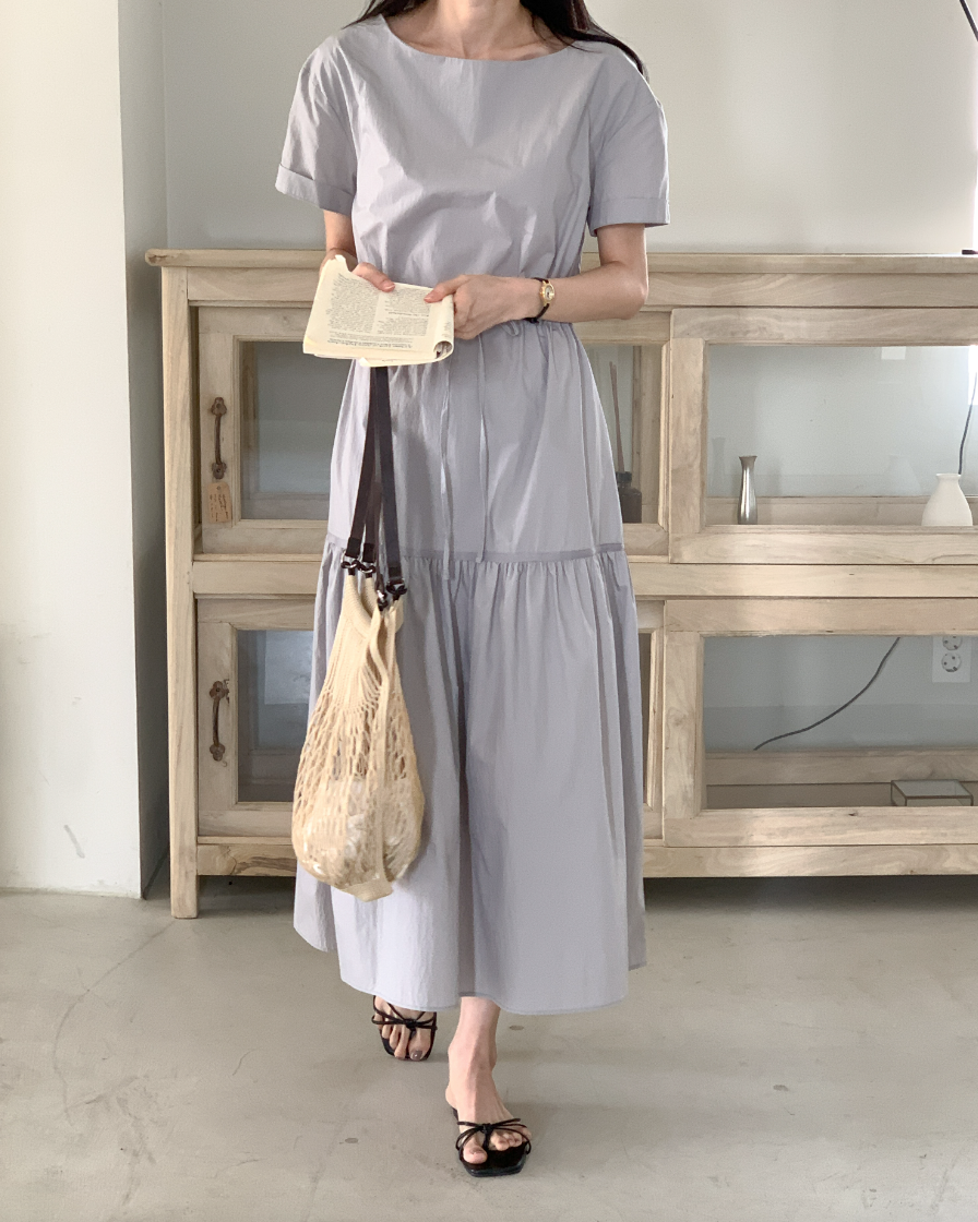 Boat-neck Tiered dress