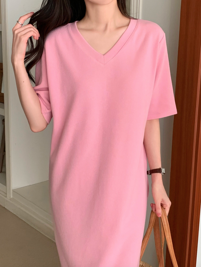 V neck cotton dress