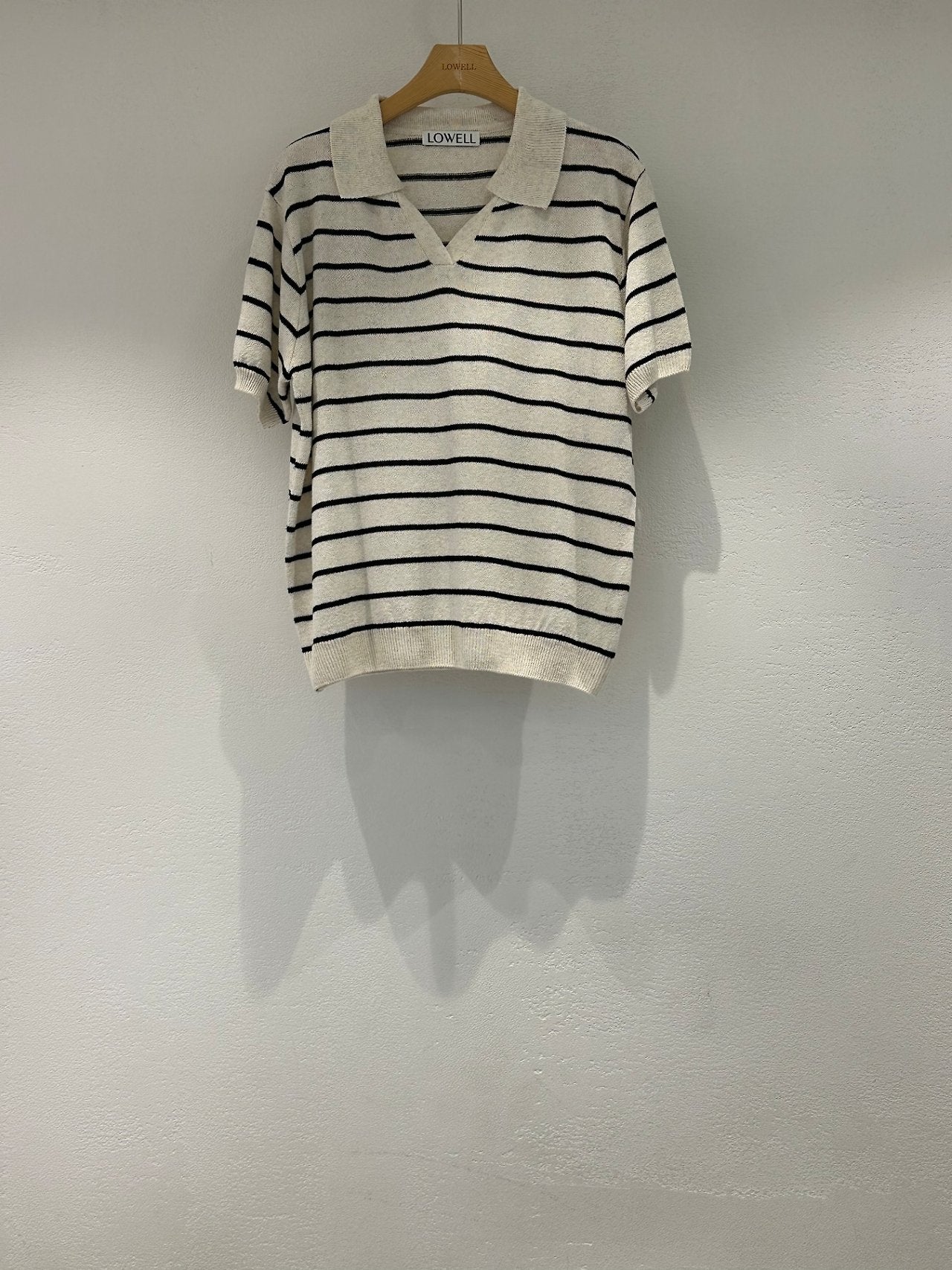 Linen striped knit top