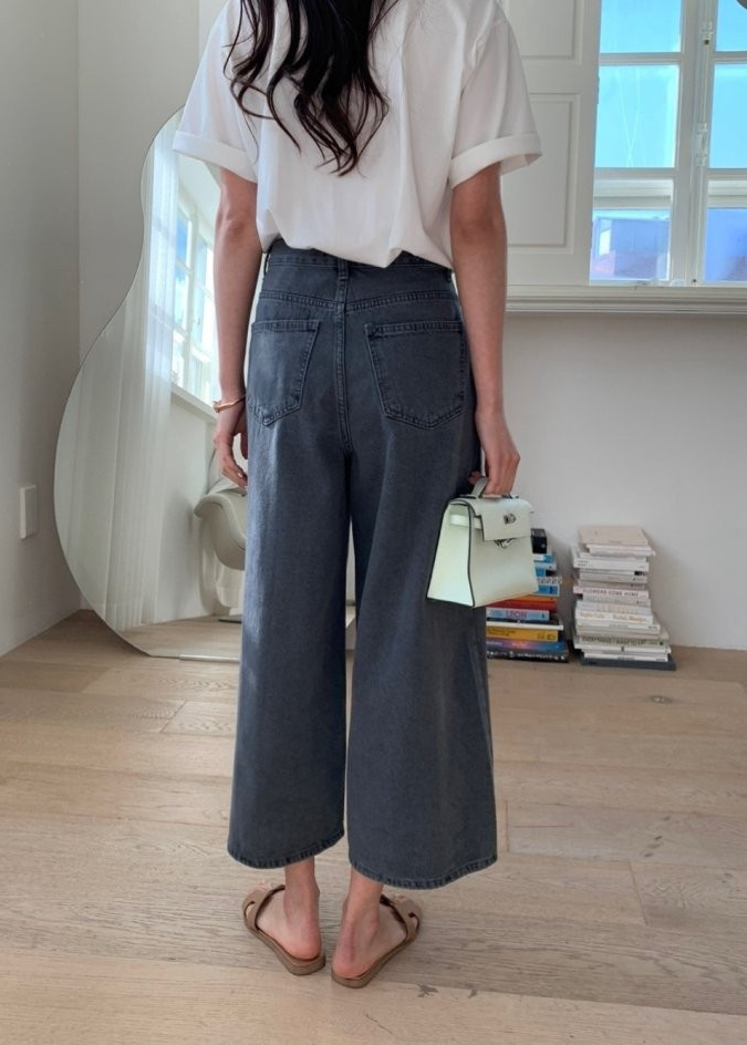 Stitch Grey wide jeans