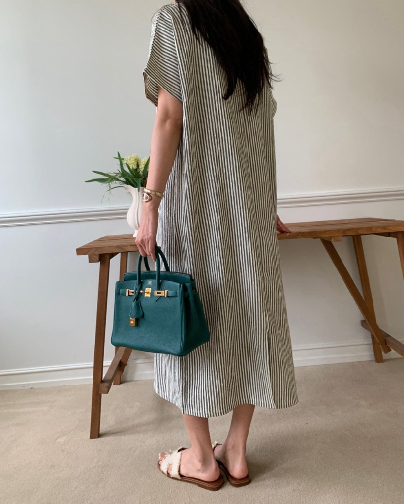Soft seersucker striped dress