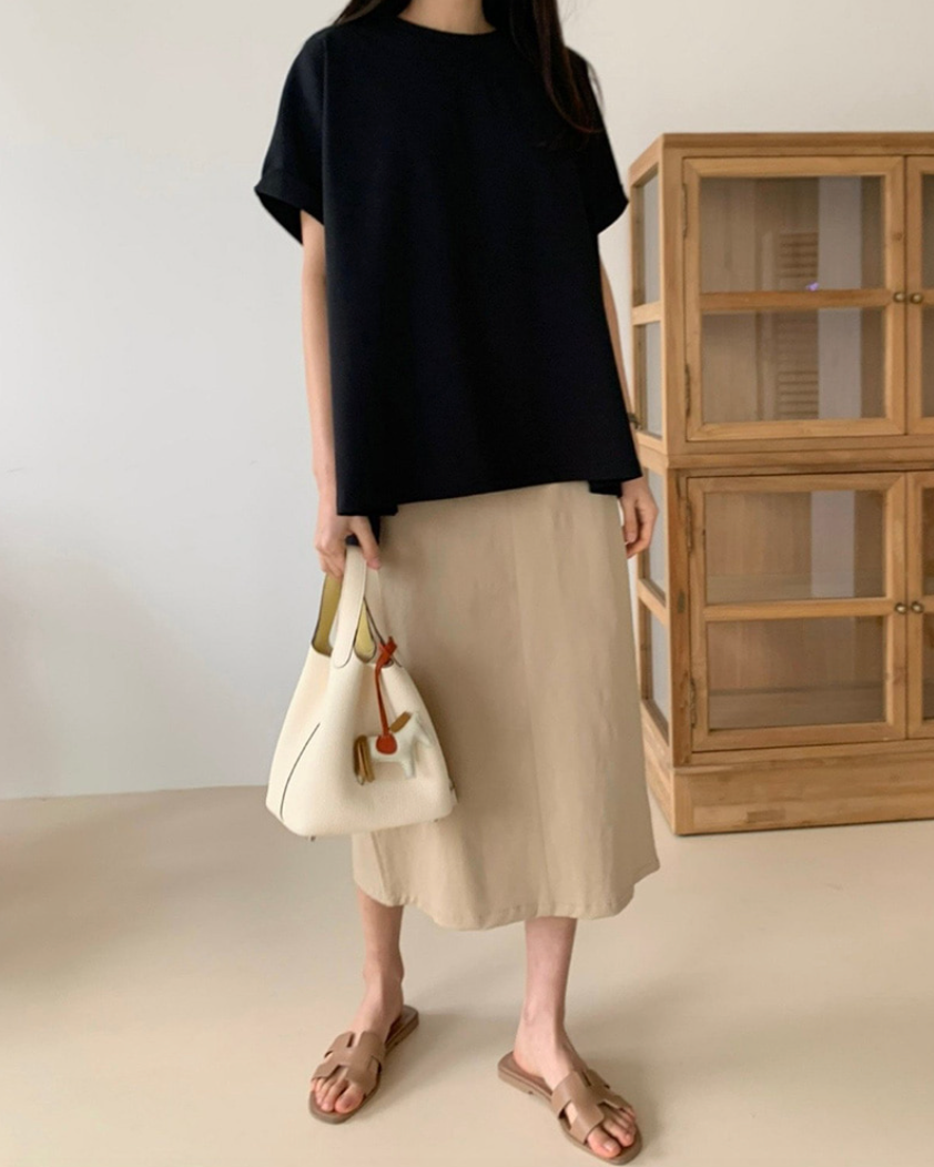 Rolled-up A line T-shirt