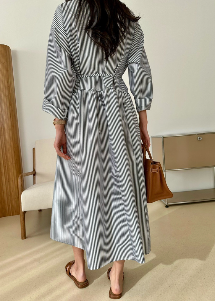 Wrinkle-free striped shirt dress