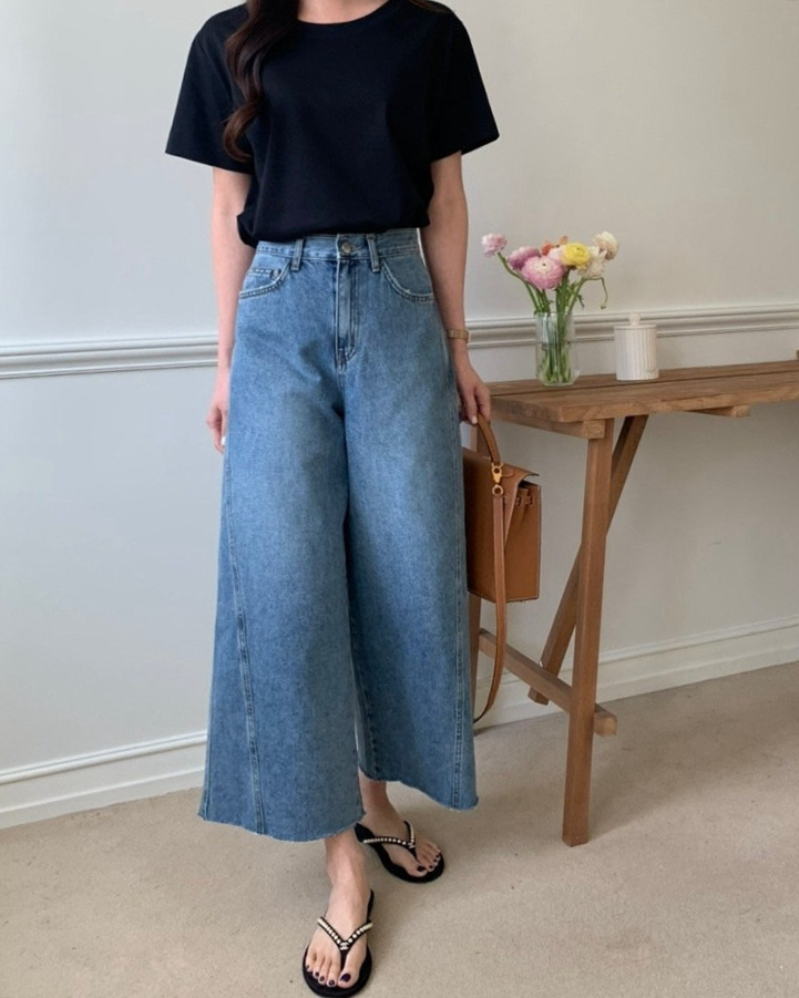Summer wide natural jeans