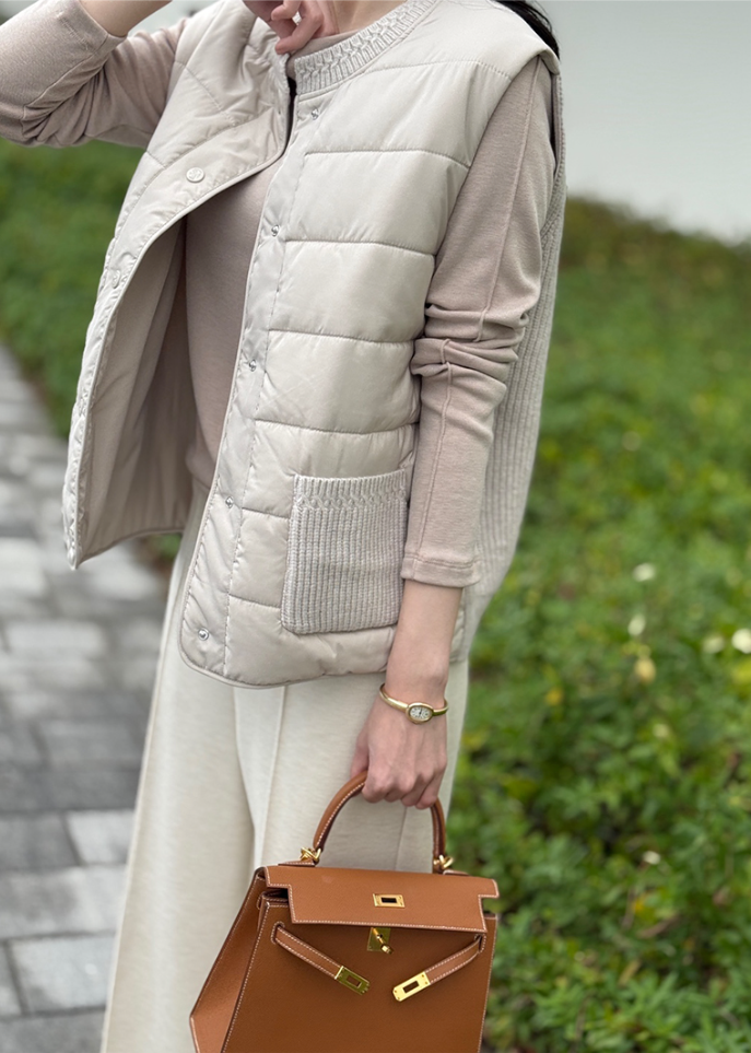 (F/W) Knitted-back down vest